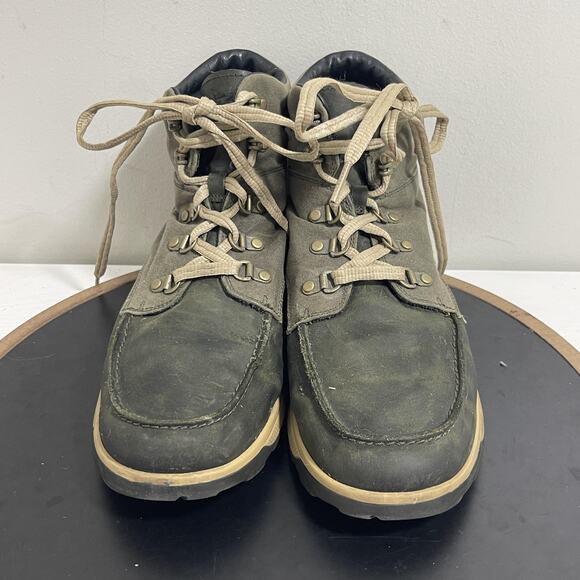 Chaco Boots Mens Size 9.5 Green Olive Gray‎ Suede Leather Hiking Outdoor Shoes - Picture 3 of 11